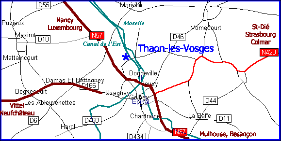 Carte précise de la périférie d'Epinal - Clicker pour télécharger une carte des Vosges